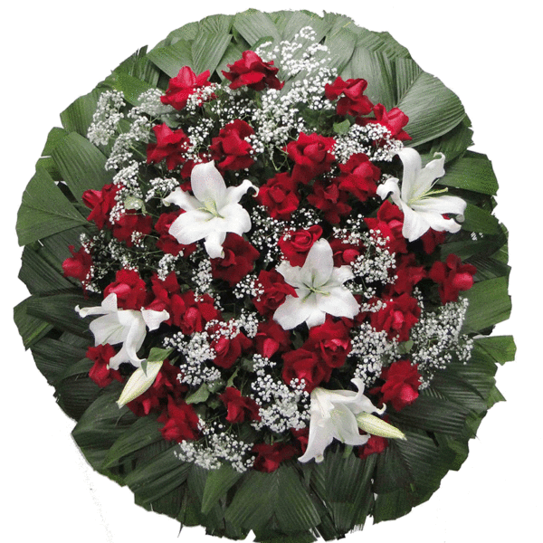 Coroas de Rosas Vermelhas e Lírios