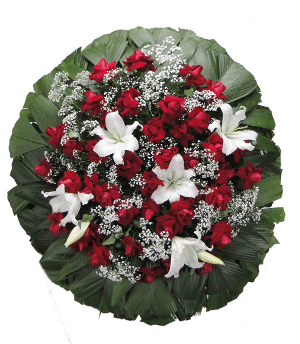 Coroas de Rosas Vermelhas e Lírios