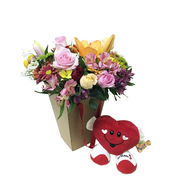Buquê de flores do campo com Ursinho de pelúcia