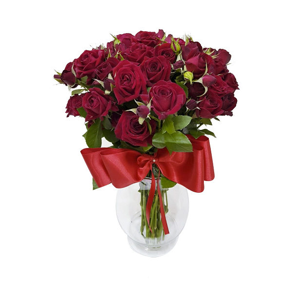 Arranjo de Mini Rosas Vermelhas com Laço
