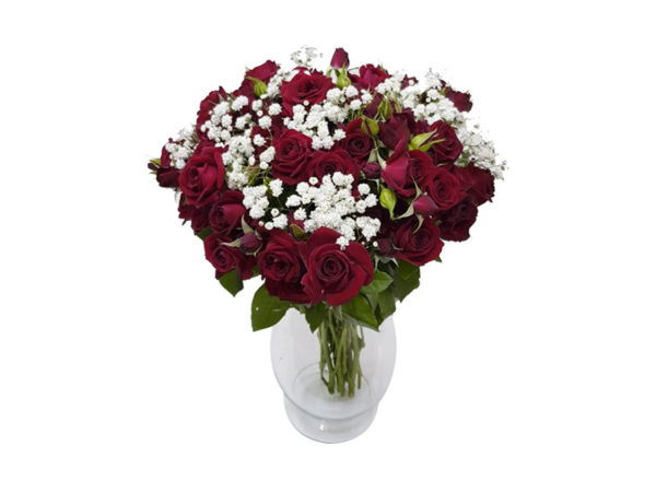 Mix de Mini Rosas Vermelhas e Egypsofila
