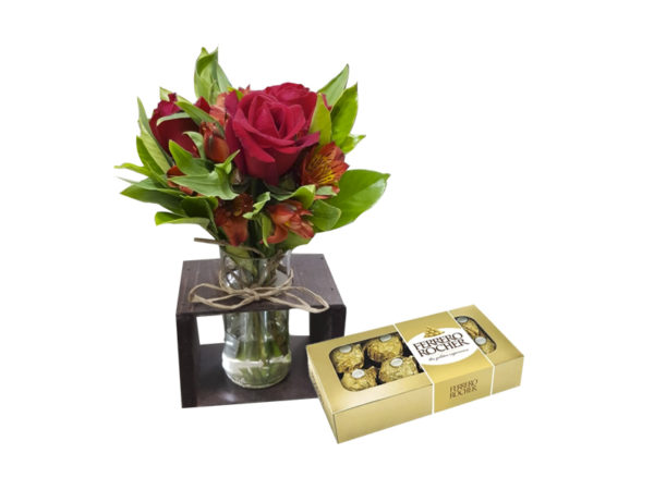 Arranjo de rosas + Chocolate