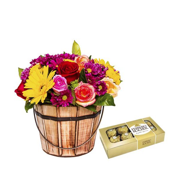 Balde de Flores + Chocolate